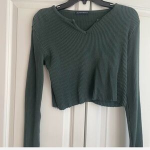Brandy Melville green ribbed long sleeve sweater